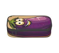 Zkyfll Trousse à crayons de grande capacité avec imprimé aubergine de dessin animé, sac de maquillage, trousse de maquillage