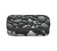 Zkyfll Trousse à crayons de grande capacité avec imprimé galets noirs, trousse de maquillage, trousse de maquillage