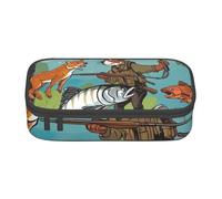 Zkyfll Trousse à crayons de grande capacité avec motif animaux sauvages chasseurs poissons 01