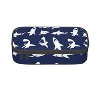 Zkyfll Trousse à crayons de grande capacité, motif requin avec différents gestes imprimés, trousse de maquillage, trousse de maquillage
