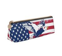zkyfll Trousse à crayons personnalisée avec drapeau national américain avec aigle imprimé en cuir, trousse de papeterie, trousse de maquillage