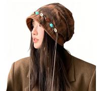 ZKYUCH Bohemian Tie Dye À Franges Enveloppe Perle Enveloppante Chapeau De Base pour Le Vent Polyvalent À Froid,Color4
