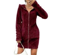 ZKYUCH Cardigan Long À Capuche Et Fermeture Éclair pour Femme, Veste en Peluche, Coupe Cintrée, Décontractée, Automne Et Hiver,Couleur2,M