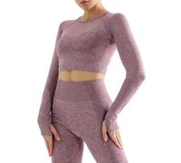 ZKYUCH Haut De Fitness Moulant pour Sports De Plein Air D'été, Pantalon De Course, Ensemble Deux Pièces De Yoga À Manches Longues, Respirant À Séchage Rapide pour Femmes,Couleur5,M.