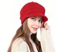 ZKYUCH Hiver Chaud Polaire doublé Slouchy crâne Chapeau avec viseur tricoté Newsboy Chapeau pour Les Femmes Douce Froid Temps Chapeau,Color5