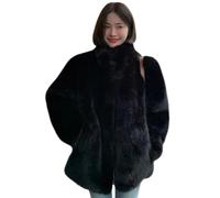 ZKYUCH Manteau d'hiver Mi-Long À Col Montant, Coupe Épaisse Et Ample, Manteau en Fausse Fourrure pour Femme,Couleur1,S