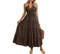 ZKYUCH Robe Longue À Plusieurs Niveaux À Col Licou pour Femmes, Robe D'été Décontractée De Plage,Couleur3,L