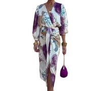 ZKYUCH Tie À La Mode Fashion Dye Blouse Imprimée Jupe Chic Lady Casual V Neck Blouse Et Jirt Robe,Couleur 1,XL