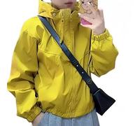 ZKYUCH Veste Coupe-Vent Courte pour Femme - Manteau Léger À Capuche Zippé avec Plusieurs Options De Couleurs,Couleur1,L 52,5-60KG