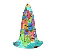 Zkzbdplk Cape à capuche longue imprimée carte américaine de dessin animé pour adolescents cosplay rôle fête festival Halloween costumes