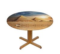 ZKZBDPLK Nappe ronde égyptienne pyramide dans le désert - Imperméable et résistante aux taches - Nappe décorative avec ourlet élastique pour tables circulaires et octogonales
