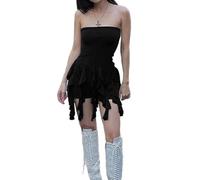 ZKZFCAI Femme Robe de soiré Sexy Epaules Dénudées Mini Robes sans Manches Dos Nu à Ourlet Irrégulier BodyconSlim Courte Moulante Dresses Clubbing Nuit Cocktail Robe Bal de Promo