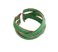 Zlatomu Bracelet Large pour Femme,Perles De Riz Multicouches Irrégulières Personnalisées Bracelets Ouverts,Bracelets Punk Mode Réglables Bijoux,Bracelet Empilable À Plusieurs Couches pour Femme,Vert