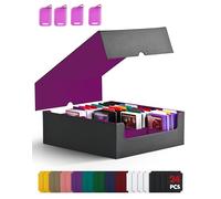 ZLCA Boîte de rangement pour cartes à collectionner, peut contenir plus de 2 400 cartes, boîte MTG avec 4 bouchons, organiseur de cartes magiques pour cartes TCG PTCG (noir et violet)