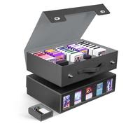 ZLCA MTG Boîte de rangement à 5 rangées avec poignée, peut contenir plus de 3 900 cartes à collectionner avec poignée portable, plateau à dés amovible, étui pour cartes de sport Commander (noir)