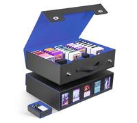ZLCA MTG Boîte de rangement MTG à 5 rangées avec poignée, peut contenir plus de 3 900 cartes à collectionner avec poignée portable, plateau à dés amovible, étui pour cartes de sport Commander (noir et