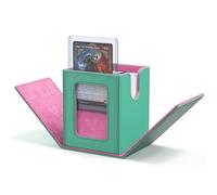ZLCA MTG Boîte de rangement pour cartes de baseball avec fenêtre Magic Commander, peut contenir 100 jeux doubles de cartes à collectionner, convient pour ccg/edh (turquoise et rose)