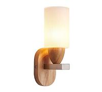 ZLCO Appliques murales à brancher, applique murale européenne - - Appliques murales minimalistes en verre dépoli Neixy - Petite étagère à LED moderne en bois de chêne pour l'intérieur compatible avec