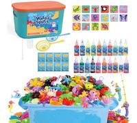 ZLDHMA Kit Aqua Gel Jeux de Pêche 72 Pièces - Jeu Créatif avec 20 Water Gels Colorés, 2 Cannes à Pêche et 16 Moules Marins - Activité Manuelle Enfant 3 Ans et Plus - Cadeau Éducatif DIY Mixte