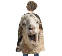 ZLFDSKGY Cape double face imprimée visage de chèvre beige pour Halloween, déguisements, fêtes de vacances, soirée, femmes et hommes