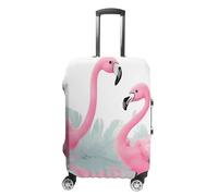 ZLFDSKGY Housse de bagage lavable avec imprimé flamant rose - Housse de protection élastique anti-rayures pour valise de taille, Love Flamingo, L