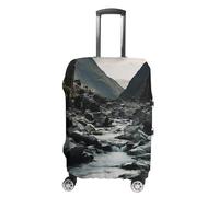 ZLFDSKGY Housse de bagage lavable avec imprimé rivière et roches grises - Housse de protection élastique anti-rayures pour valise de taille, Rivière et roches grises, S