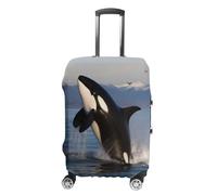 ZLFDSKGY Housse de bagage lavable - Motif épaulard - Housse de protection élastique anti-rayures pour valise de taille, Baleine tueuse., XL