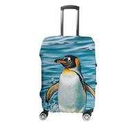 ZLFDSKGY Housse de bagage lavable motif pingouin heureux dans l'eau - Housse de protection élastique anti-rayures pour valise de taille, Pingouin heureux dans l'eau, S