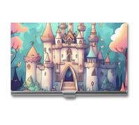 ZLFDSKGY Porte-cartes de visite fin en métal pour homme et femme - Château classique - Porte-cartes de visite professionnel