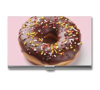 ZLFDSKGY Porte-cartes de visite fin en métal pour homme et femme en forme de donut pour cartes de visite professionnelles