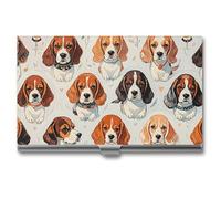 ZLFDSKGY Porte-cartes de visite fin en métal pour homme et femme Motif beagle Porte-cartes de visite professionnel Organiseur de cartes de visite Porte-cartes de crédit