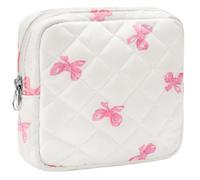 ZLFSRQ Petite trousse de maquillage matelassée pour sac à main, mini pochette matelassée, jolie trousse de maquillage en coton avec compartiments, trousse de maquillage esthétique pour femme, trousse