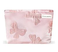 ZLFSRQ Trousse de maquillage de voyage avec nœud mignon en relief pour femmes et filles, petit nœud rose, fermeture éclair, pochette de rangement portable pour sac à main, esthétique, organisateur de
