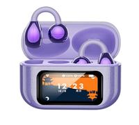ZLGUBAY écouteurs De Traduction IA en Temps Réel, écouteurs à Oreille Ouverte avec écran Tactile LCD, écouteurs à Clip Confortables Et étanches en Forme De C Bluetooth 5,4, (Violet)
