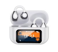 ZLGUBAY écouteurs De Traduction IA en Temps Réel, écouteurs à Oreille Ouverte avec écran Tactile LCD, écouteurs à Clip Confortables Et étanches en Forme De C Bluetooth 5,4, (Blanc)