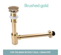 ZLGYGLEO 1 Bouchon de vidange escamotable avec Siphon for évier(B Gold Set No Hole)