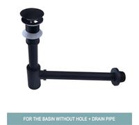 ZLGYGLEO 1 Bouchon de vidange escamotable avec Siphon for évier(Black Set No Hole)