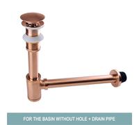 ZLGYGLEO 1 Bouchon de vidange escamotable avec Siphon for évier(Rose Gold No Hole)
