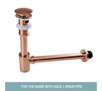 ZLGYGLEO 1 Bouchon de vidange escamotable avec Siphon for évier(Rose Gold with Hole)