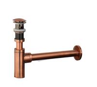 ZLGYGLEO 1 Bouchon d'évier, Siphon en P, kit de vidange d'évier et vidange escamotable(Antique Copper)
