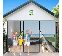 Zlhloj Moustiquaire Double Porte Fenetre Aimantée Magnetique, 195x200 cm Rideaux Anti Mouches pour Porte, Rideaux Toile Insect Ecran,Moustiquaire Baie Vitree Coulissante, Sans Perçage Noir