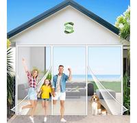Zlhloj Moustiquaire Double Porte Fenetre Aimantée Magnetique, 290x230 cm Rideaux Anti Mouches pour Porte, Rideaux Toile Insect Ecran,Moustiquaire Baie Vitree Coulissante, Sans Perçage Blanc