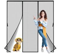 Zlhloj Moustiquaire Porte Fenêtre, 160x220 cm Maille Très Fine Dense, Moustiquaire Porte Fermeture Aimantée Magnétique Automatique, Rideaux Anti Mouches et Insect, Bande Adhésive Sans Perçage Noir