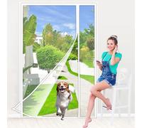 Zlhloj Moustiquaire Porte Magnétique à Ouverture Latérale, 105x205 cm Maille Ultra Fine, Installation Facile sans Perçage, Anti-Moustiques & Insectes pour Porte Fenêtre/Balcon Blanc