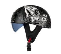ZLHYQA Casque de Moto léger et Ouvert, Demi-Casque, homologué ECE, Style Vintage, avec visière Solaire intégrée, pour Adultes, Hommes, Femmes, Cruiser, Scooter, Chopper, VTT, cyclomoteur