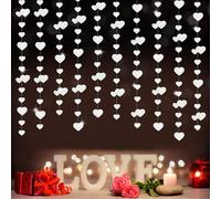 Zliams 52 Ft Paillettes Guirlande Papier Decoration Anniversaire, Guirlande Coeur en Papier Suspension Décoration Garden Party, Mariage, Bapteme, Thème Fête Fournitures Cœur Blanc