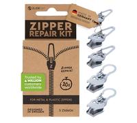 ZlideOn Curseur de Remplacement Fermeture à Glissière - Argent Réparer la fermeture à glissière universelle Multipack (5 Pack) - Kit de réparation de fermeture à glissière
