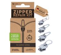 ZlideOn Kit de réparation de fermeture à glissière de rechange - Argent Réparation de fermeture à glissière pour fermetures à glissière étroites Multipack (4 pack) - pour vêtements et plus