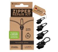 ZlideOn Kit de réparation de la fermeture à glissière - Noir Réparation de la fermeture à glissière Pour les fermetures à glissière étroites Multipack (4 pack) - pourles vêtements, les jupes, et plus