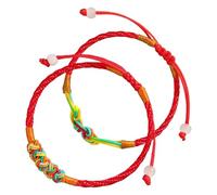 Zliger 2 pcs Bracelet Rouge Porte Bonheur, Bracelet Porte-bonheur pour Adolescents, Bracelets d'amitié tressés, Bracelet Tibetain, Bracelet réglable